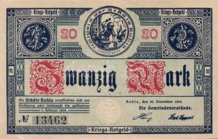 Német Birodalom/Weimari Köztársaság/Ruhla 1918.11.20. 20M (2x) T:II