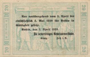 Német Birodalom/Weimari Köztársaság/Ruhla 1918.11.20. 20M (2x) T:II