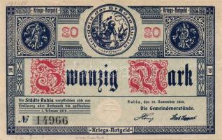 Német Birodalom/Weimari Köztársaság/Ruhla 1918.11.20. 20M (2x) T:II