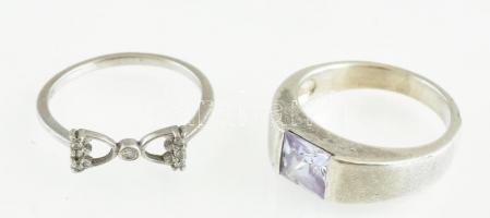 Ezüst(Ag) gyűrű, 2 db, jelzett, méret: 50 és 51, bruttó: 4,8 g