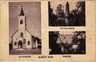 1943 Albertirsa, evangélikus templom, Hősök szobra, kastély (EK)