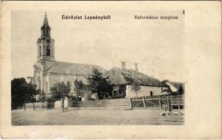 1913 Lepsény, Református templom, utca (EK)