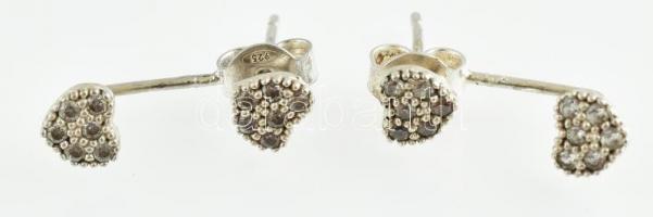 Ezüst(Ag) szívecskés fülbevalópár, jelzett, h: 1,7 cm, bruttó: 1,7 g