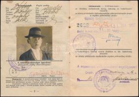 1937 Magyar-csehszlovák határszéli utiigazolvány, kishatár útlevél
