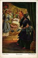 Dornröschen. Brüder Grimm / Sleeping Beauty. Brothers Grimm fairy tale art postcard. Fph. G. Nr. 3800. Serie 140. s: Otto Kubel
