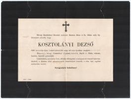 1936 Kosztolányi Dezső halotti értesítője. Szélein szakadásokkal.