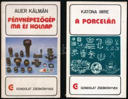 Gondolat Zsebkönyvek 2 kötete: Katona Imre: A porcelán. Bp., 1984, Gondolat. Kiadói papírkötés. + Auer Kálmán: Fényképezőgép ma és holnap. Bp., 1979, Gondolat. Kiadói papírkötés.
