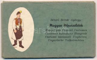 Détári György: Magyar népviseletek - 10 db régi kis alakú képeslap tokban / 10 pre-1945 mini postcards in case: Hungarian folklore (12,2 x 7 cm)