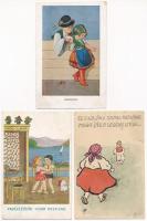7 db RÉGI motívum képeslap: humoros, gyermek, népviselet / 7 pre-1945 motive postcards: humour, children, folklore