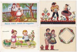 7 db RÉGI motívum képeslap: humoros, gyermek, népviselet / 7 pre-1945 motive postcards: humour, chil...
