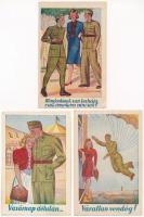 6 db RÉGI motívum képeslap: humoros katonai / 6 pre-1945 motive postcards: humorous military