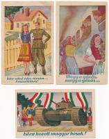 6 db RÉGI motívum képeslap: humoros katonai / 6 pre-1945 motive postcards: humorous military