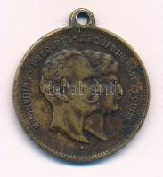 Dánia 1894. Frigyes koronaherceg - Lujza koronahercegnő / 1869 július 28. 1894 kétoldalas bronz emlékérem, füllel (24mm) T:2 Denmark 1894. KRONPRINS FREDERIK - KRONPRINSESSE LOUIS / 1869 28. JULI 1894 double-sided bronze commemorative medallion with ear (24mm) C:XF