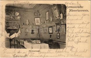 1908 Nagyszeben, Hermannstadt, Sibiu; Hermannstädter Männerturnverein, Vereinszimmer / Nagyszebeni Férfi Torna Egyesület, szoba belső / Mens Gymnastic Association, room interior (EK)