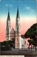 1915 Temesvár, Timisoara; Erzsébetváros, Római katolikus templom / Elisabetin, church + K.u.k. Garnisonsspital No. 21. in Temesvár Abteilung