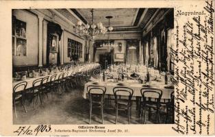 1903 Nagyvárad, Oradea; Officiers Messe, Infanterie Regiment Erzherzog Josef Nr. 37. / Tiszti étkező a laktanyában, belső / officers dining hall in the military barracks, interior