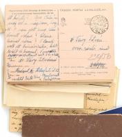 Papírrégiség tétel: levelezőlapok, I. vh tábori posta, igazolványok, útlevél, munkakönyv, katonai ig...