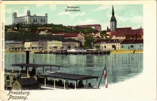 Pozsony, Pressburg, Bratislava; Dunarakpart, vár. Ottmar Zieher / Danube quay, castle (EK)
