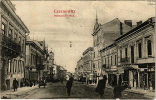 1906 Chernivtsi, Czernowitz, Cernauti, Csernyivci (Bukovina); Rathausstrasse, Apotheke / Town Hall Street, pharmacy, shops (fa)