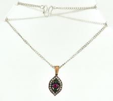 Ezüst(Ag) ékszerszett, nyaklánc függővel, gyűrűvel, fülbevalóval, jelzett, bruttó: 19,4 g