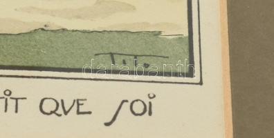 Ettore Tito (1859-1941): Szamárháton. Akvarellel színezett nyomat, papír. Jelzett a nyomaton. Üvegez...