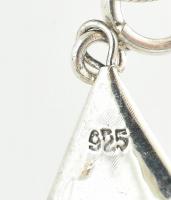 Ezüst(Ag) gyöngyházas ékszerszett, nyaklánc és fülbevalópár, jelzett, h: 44 cm, bruttó: 11,96 g