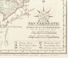 Vas vármegye - Comitatus Castriferrei térképe. Színezett rézmetszet, papír. Metszette: Benedicti. Me...