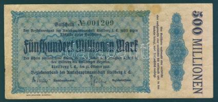 Német Birodalom/Weimari Köztársaság/Stollberg 1923.10.12. 500.000.000M T:II/III