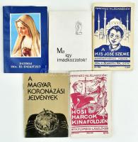 5 db vallási témájú kiadvány, közte Ferences Világmissziók füzetek, Fatimai ima- és énekfüzet rossz állapotban
