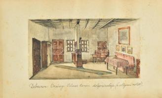 cca 1880-1890 Örvényi Béla rajzolókönyve, vázlatfüzet több mint száz klf. technikájú rajzzal, részbe...