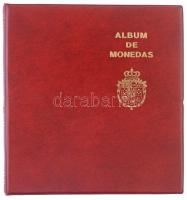 "Album de Monedas" piros négygyűrűs album, 12db berakólappal, klf méretű érmék számára, használt de jó állapotban