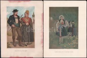 cca 1890-1900 össz. 6 db különféle népviseletet (Bregenz, Karinthia, Krajna, Stájerország, Bocche, Y...