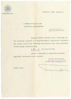 1934 A Postatakarékpénztár elnökének levele a Magyar Reviziós Ligának melyben adományt ad
