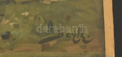 Pierre-Marie Beyle (1838-1902) festménye után: Napernyős hölgy, kromolitográfia, papír, jelzett a li...