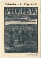 1936 Üdvözlet a VI. FILPROKról! Tábori posta Jandi Dávid pastellje a VI. FILPROK kiállításon (A Filatéliai Kurir-Propaganda Kiállítása) + So. Stpl. (EK)