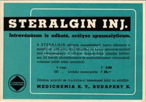 Súlyos görcsöknél intravénásan is adható a Steralgin injekció, erélyes spasmolyticum. Pótolja a Morphint! Medichemia R.T. Budapest X. / Hungarian medicine advertisement