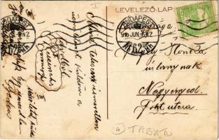 1916 Budapest I. Tabán, Schreil Győző Albecker vendéglője, étterem, kert vendégekkel, pincérekkel és...