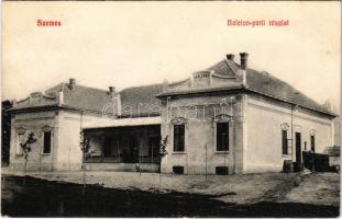 1907 Balatonszemes, Szemes; Balaton-parti részlet, Hableány szálloda és étterem + PRAGERHOF+BUDAPEST 8 vasúti mozgóposta