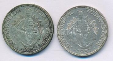 1937-1939. 2P Ag &quot;Madonna&quot; (2xklf) T:1-,2 patina  Adamo P7