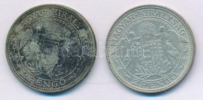 1937-1939. 2P Ag "Madonna" (2xklf) T:1-,2 patina 
Adamo P7