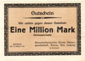 Német Birodalom/Weimari Köztársaság/Borna/Braunkohlenwerke Borna Aktiengesellschaft 1923.8.15. 1000.000M T:I-