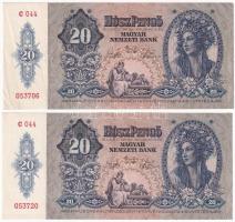1941. 20P (2x) sorszámkövetők "C 044 053701 - C 044 053701" + 20P (2x) közeli sorszámok &q...