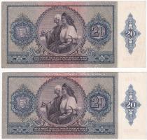 1941. 20P (2x) sorszámkövetők "C 044 053701 - C 044 053701" + 20P (2x) közeli sorszámok &q...