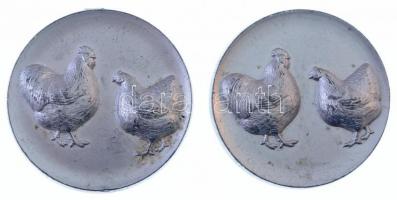 DN Tyúkot és kakast ábrázoló ezüstözött fém emlékérem (2x) (50mm) T:1-