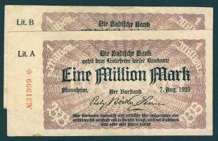 Német Birodalom/Weimari Köztársaság/Mannheim/Badische Bank 1923.8.7. 1000.000M (24x) mind klf betűje...