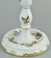 Herendi Viktória mintás porcelán gyertyatartó. Három ágú, két részes. Kézzel festett, jelzett, hibát...