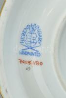 Herendi Viktória mintás porcelán gyertyatartó. Három ágú, két részes. Kézzel festett, jelzett, hibát...