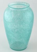 Türkiz karcagi, berekfürdői kraklé / fátyol üveg váza. Formába öntött, hibátlan. m: 30 cm
