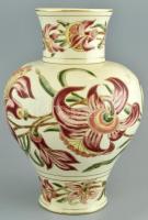 Zsolnay virág mintás váza. Kézzel festett, jelzett, (Varga Anna) hibátlan m: 30 cm
