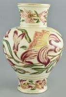 Zsolnay virág mintás váza. Kézzel festett, jelzett, (Varga Anna) hibátlan m: 30 cm
